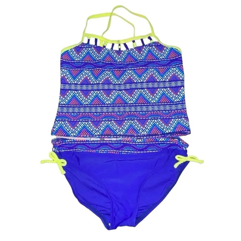 🔥 5 for $30 🔥 O’Rageous Girls Printed Tankini Swimsuit Set | Size 14